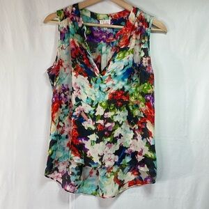 Parker Multicolor Floral Sleeveless V-Neck Blouse